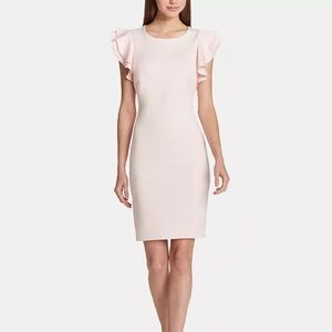 Blush pink Tommy Hilfiger ruffle cap sleeve dress